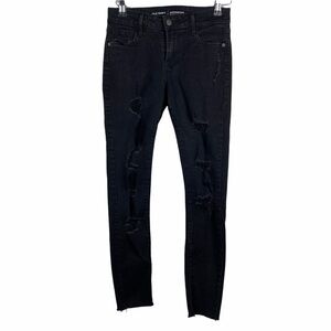 Old‎ Navy Rockstar Distressed Raw Hem Skinny Jeans Women's 2 Black Mid Rise